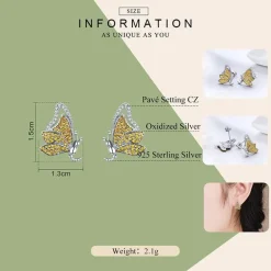 Butterfly Jewelry in Platinum Plated Sterling Silver, Yellow