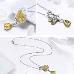 Butterfly Jewelry in Platinum Plated Sterling Silver, Yellow