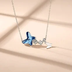Butterfly Necklace and Earrings in Sterling Silver with Swarovski Crystal & CZ, Gorgeous!