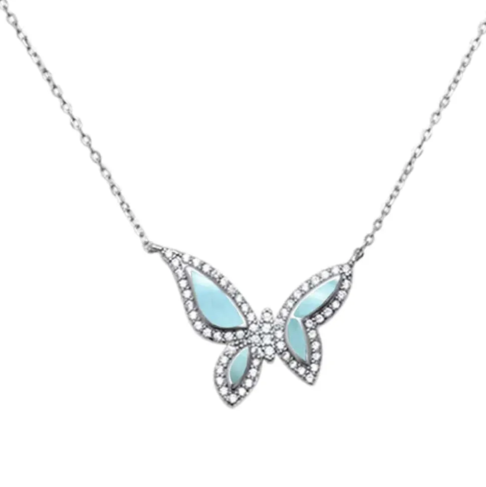Butterfly Necklace Sterling Silver Different Stone Options