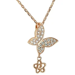 Butterfly Necklace with Cubic Zirconia Sterling Silver