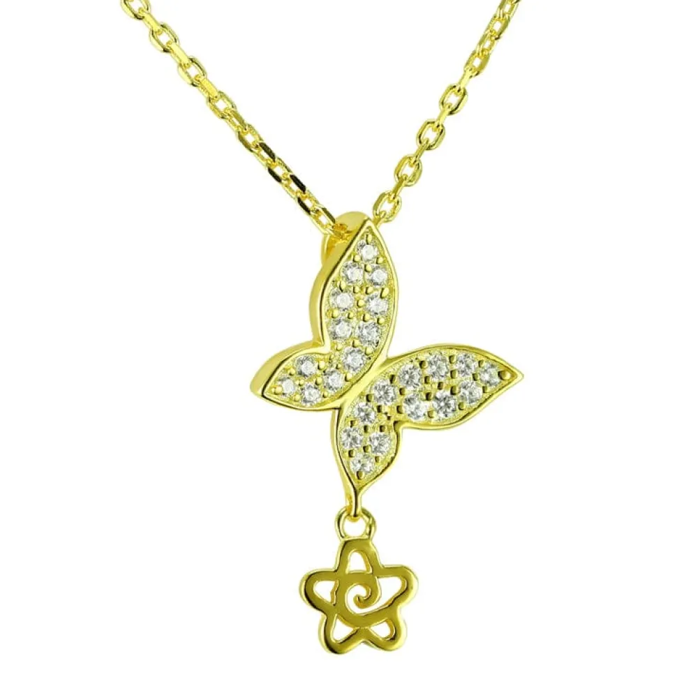 Butterfly Necklace with Cubic Zirconia Sterling Silver