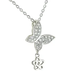 Butterfly Necklace with Cubic Zirconia Sterling Silver