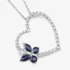Butterfly on a Heart Necklace Genuine Gemstones 925 Sterling Silver