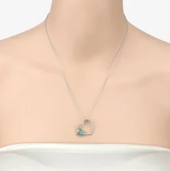 Butterfly on a Heart Necklace Genuine Gemstones 925 Sterling Silver