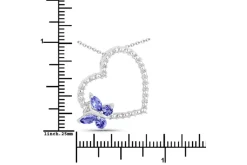 Butterfly on a Heart Necklace Genuine Gemstones 925 Sterling Silver