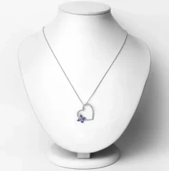 Butterfly on a Heart Necklace Genuine Gemstones 925 Sterling Silver