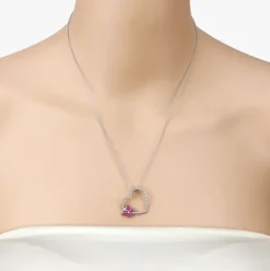 Butterfly on a Heart Necklace Genuine Gemstones 925 Sterling Silver