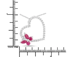 Butterfly on a Heart Necklace Genuine Gemstones 925 Sterling Silver