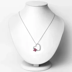 Butterfly on a Heart Necklace Genuine Gemstones 925 Sterling Silver