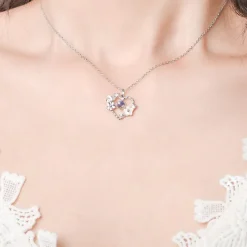 Butterfly on a Twisted Silver Heart with Flowers 925 Sterling Silver