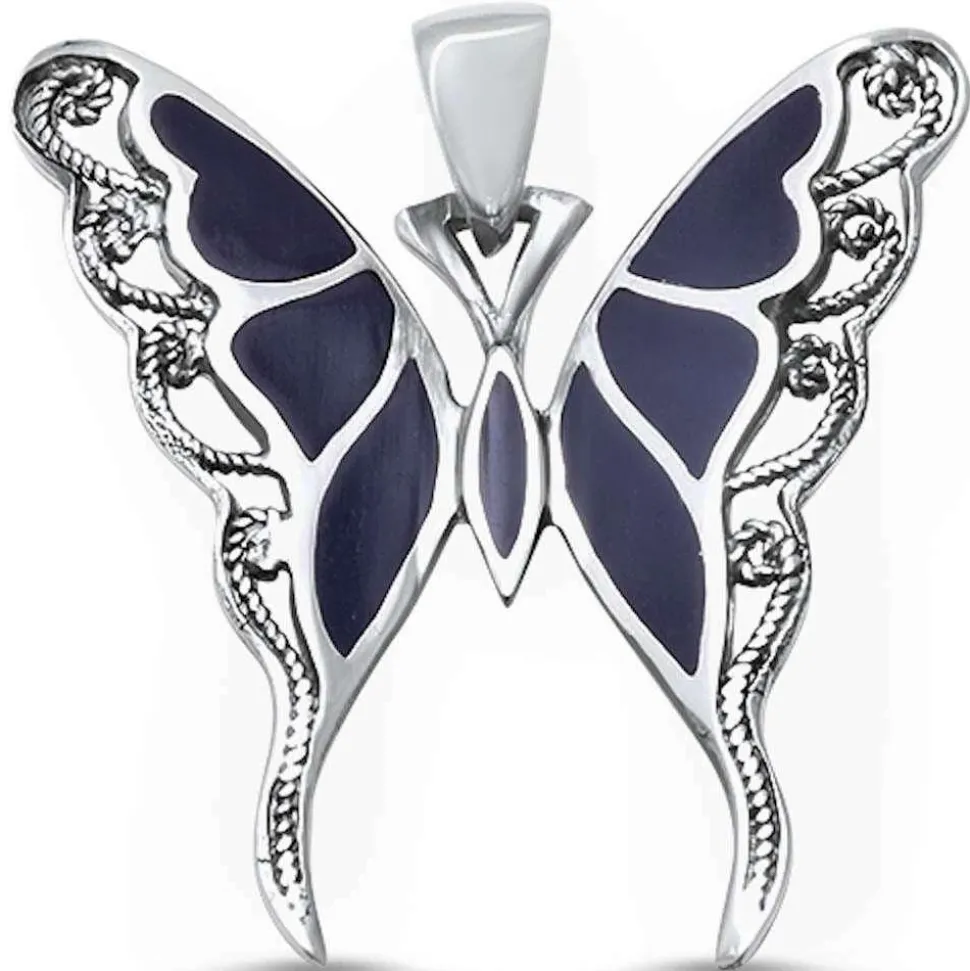 Butterfly Onyx or Abalone Jewelry-Ring, Pendant, Earrings Sterling Silver, Beautiful!