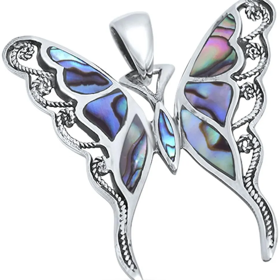 Butterfly Onyx or Abalone Jewelry-Ring, Pendant, Earrings Sterling Silver, Beautiful!