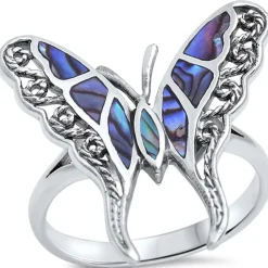 Butterfly Onyx or Abalone Jewelry-Ring, Pendant, Earrings Sterling Silver, Beautiful!