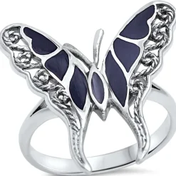 Butterfly Onyx or Abalone Jewelry-Ring, Pendant, Earrings Sterling Silver, Beautiful!