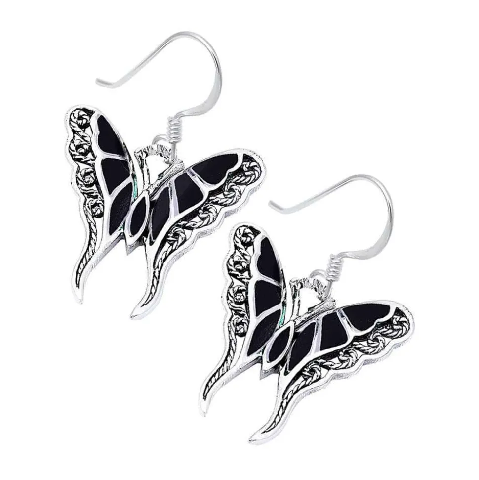 Butterfly Onyx or Abalone Jewelry-Ring, Pendant, Earrings Sterling Silver, Beautiful!