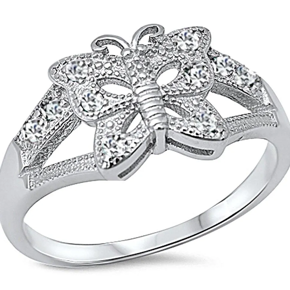 Butterfly Rings 2 Styles in Sterling Silver with CZ Beautiful!