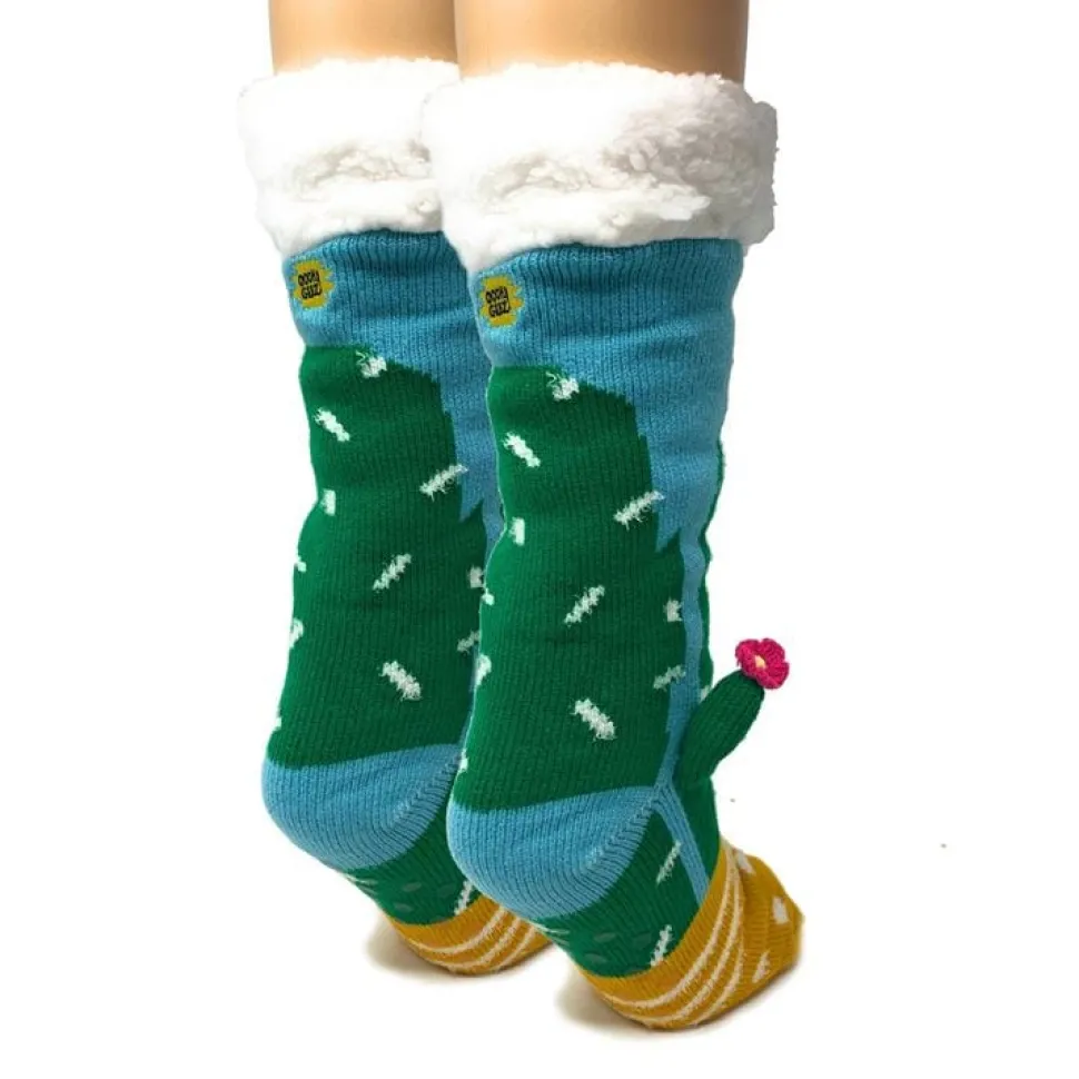 Cactus Hugs Plush Slipper Socks-Prickly on the outside, oh so soft on the inside! *