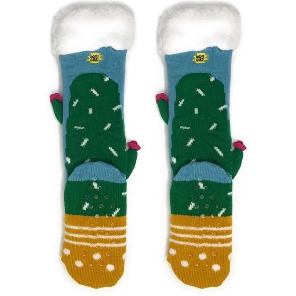 Cactus Hugs Plush Slipper Socks-Prickly on the outside, oh so soft on the inside! *