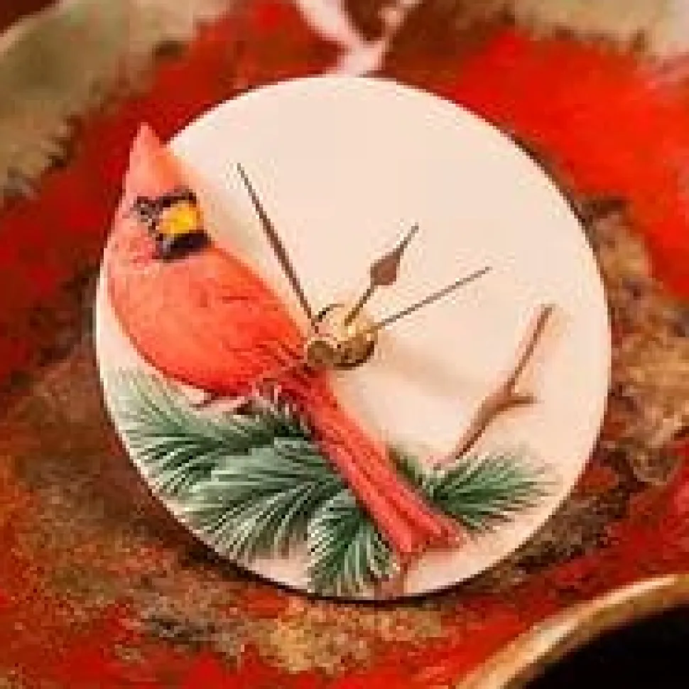 Cardinal on Pine Clock