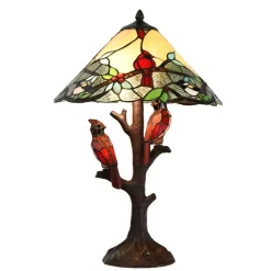 Cardinal Stained Glass Lamp Beautiful Piece! Handmade