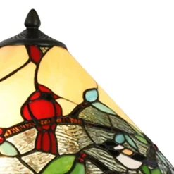 Cardinal Stained Glass Lamp Beautiful Piece! Handmade