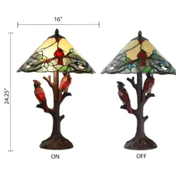 Cardinal Stained Glass Lamp Beautiful Piece! Handmade