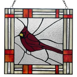Cardinal Stained Glass Window Panel Handmade in India
