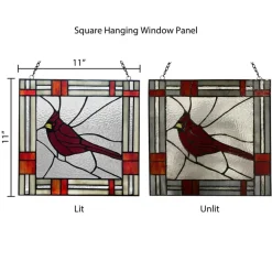 Cardinal Stained Glass Window Panel Handmade in India