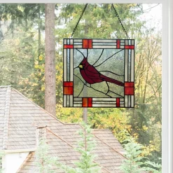 Cardinal Stained Glass Window Panel Handmade in India