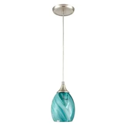 Caress 5'' Wide 1-Light Aqua Feathered Glass Mini Pendant