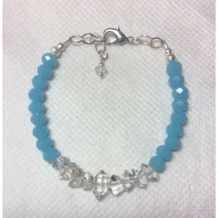 Caribbean Blue or Pink Chalcedony and Herkimer Diamond Bracelets-HANDMADE with love! 925 Silver Clasp