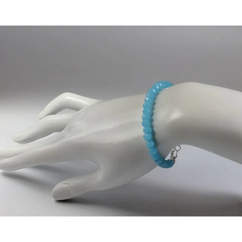 Caribbean Blue or Pink Chalcedony and Herkimer Diamond Bracelets-HANDMADE with love! 925 Silver Clasp