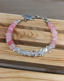 Caribbean Blue or Pink Chalcedony and Herkimer Diamond Bracelets-HANDMADE with love! 925 Silver Clasp