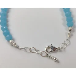 Caribbean Blue or Pink Chalcedony and Herkimer Diamond Bracelets-HANDMADE with love! 925 Silver Clasp