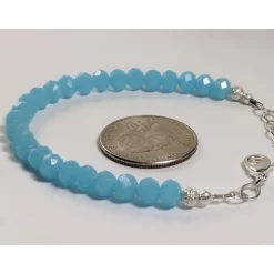 Caribbean Blue or Pink Chalcedony and Herkimer Diamond Bracelets-HANDMADE with love! 925 Silver Clasp