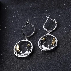 Cat and Butterfly Fine Sterling Silver Jewelry, Genuine Gemstone-Necklace, Earrings, Ring or SET