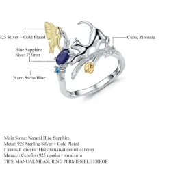 Cat and Butterfly Fine Sterling Silver Jewelry, Genuine Gemstone-Necklace, Earrings, Ring or SET