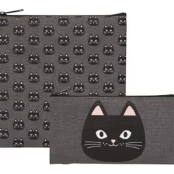 Cat Cosmetic or Snack Storage Bags Set of 2