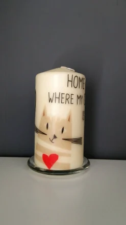 Cat Decorative Pillar Candle: Home is Where My Cat Is