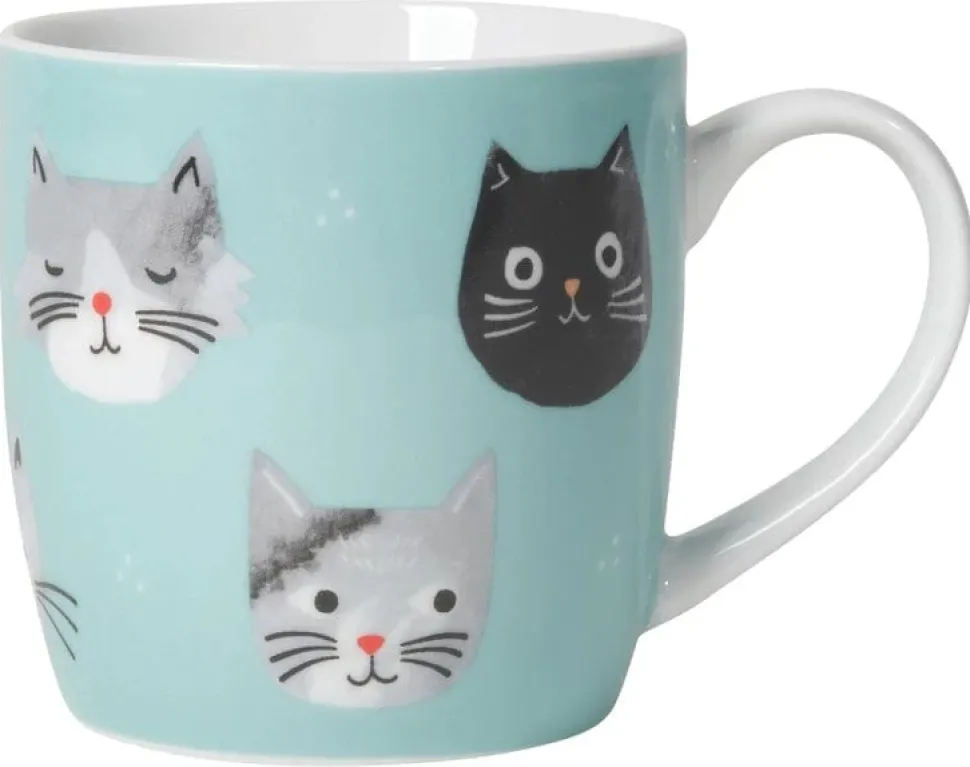 Cat Faces Blue Mug