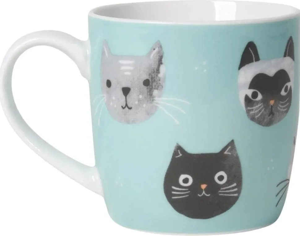 Cat Faces Blue Mug