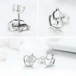 Cat Jewelry Sterling Silver-SET Ring/Necklace/Earrings for the Cat Lovers in Your Life (maybe YOU?)