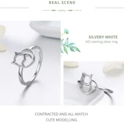 Cat Jewelry Sterling Silver-SET Ring/Necklace/Earrings for the Cat Lovers in Your Life (maybe YOU?)