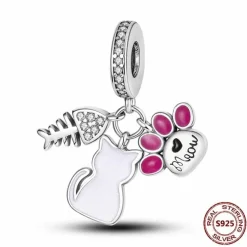 Cat Lovers Pandora Style Charm Collection Sterling Silver