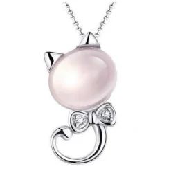 Cat Pearl Necklace in Sterling Silver