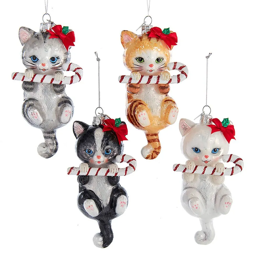 Cats with Candy Canes Noble Gems Ornaments