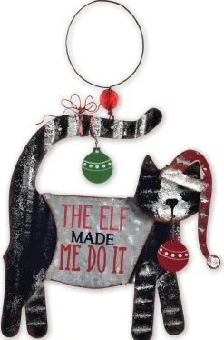Cat-The Elf Made Me Do It Metal Ornament*