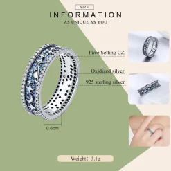 Celestial Galaxy Ring with Blue CZ, Glittering Moon, Stars and Planets on Your Finger!