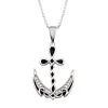 Celtic Black and CZ Sterling Silver Anchor Necklace-Uniquely Beautiful!
